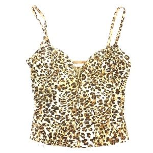 Guess Leopard print zip up corset